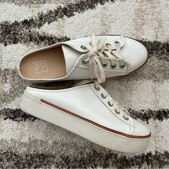M4DE White Slip Ons